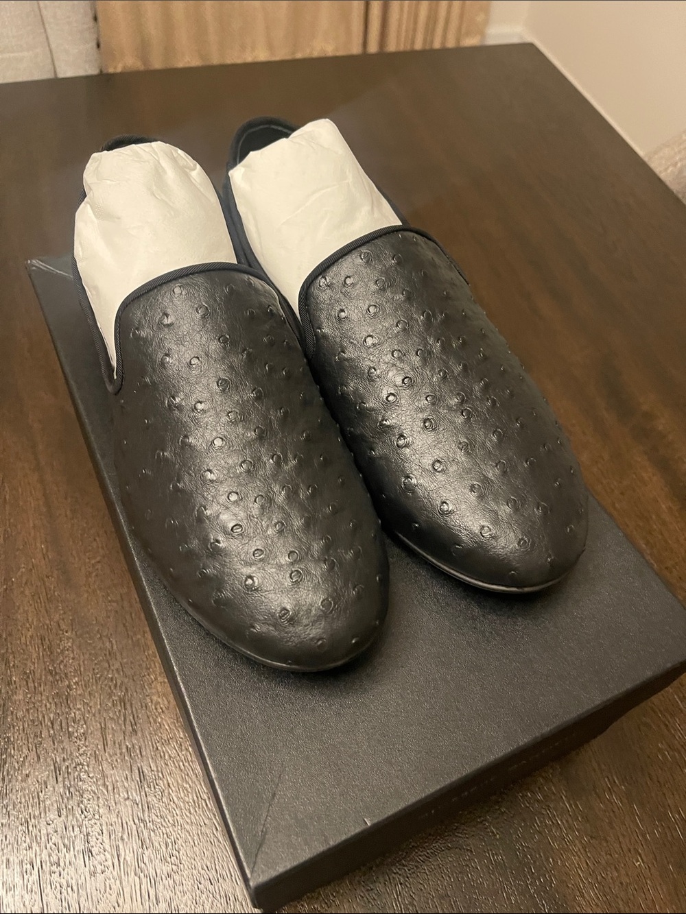 Giuseppe Zanotti Black Embossed Leather Slip-On Loafers